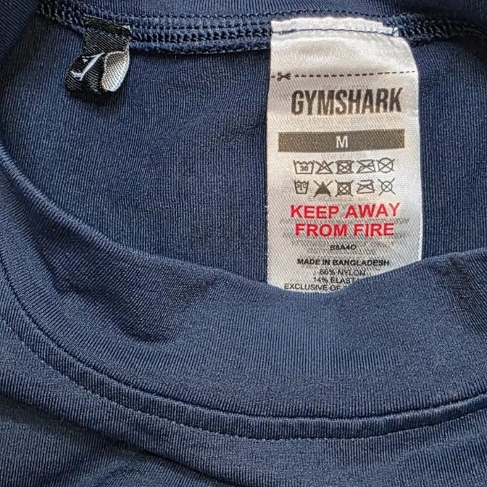 Gymshark Stretchy Shirt Size Medium Navy Blue, Nylon - Picture 5 of 6